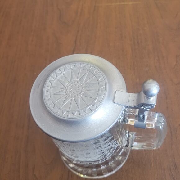 Glass Beer Stein Salem Ship Grand Turk 1786 ALWE W Germany Tankard Pewter Lid - Picture 11 of 14